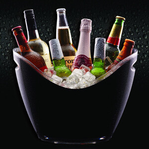 BarCraft Black Acrylic Drinks Pail  Cooler, Labelled