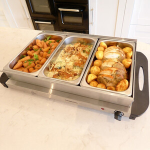 3 Pan Food Warmer Buffet Server Hot Plate