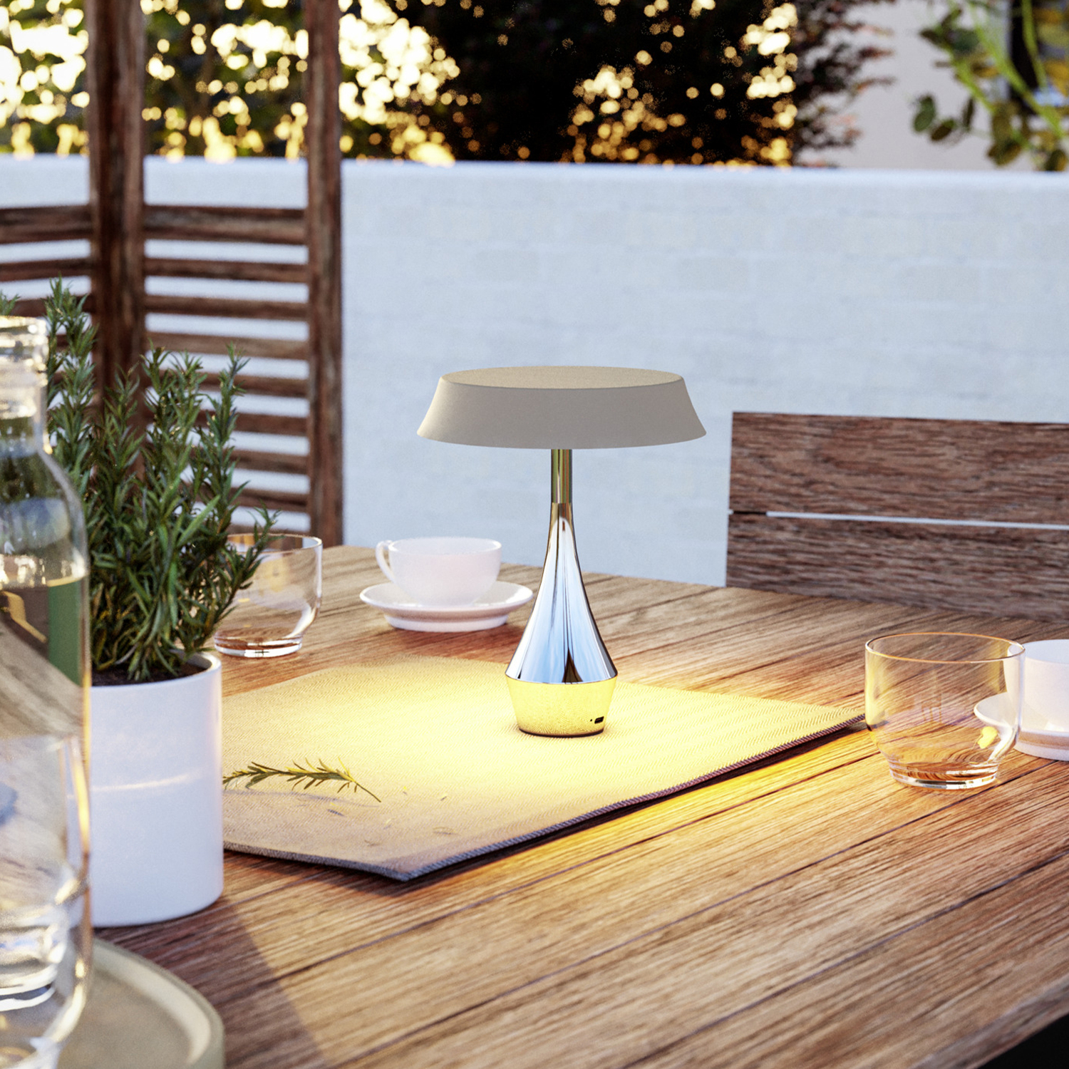 EGLO Turcio Metal LED Tricolour Portable Outdoor Table Lamp, Sandy - Chrome