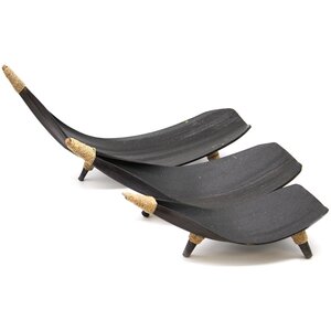 Coconut Leaf Fruit Bowl Set Elegant Chocolate Finish