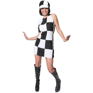 60s Black and White Chequered Dress Costume