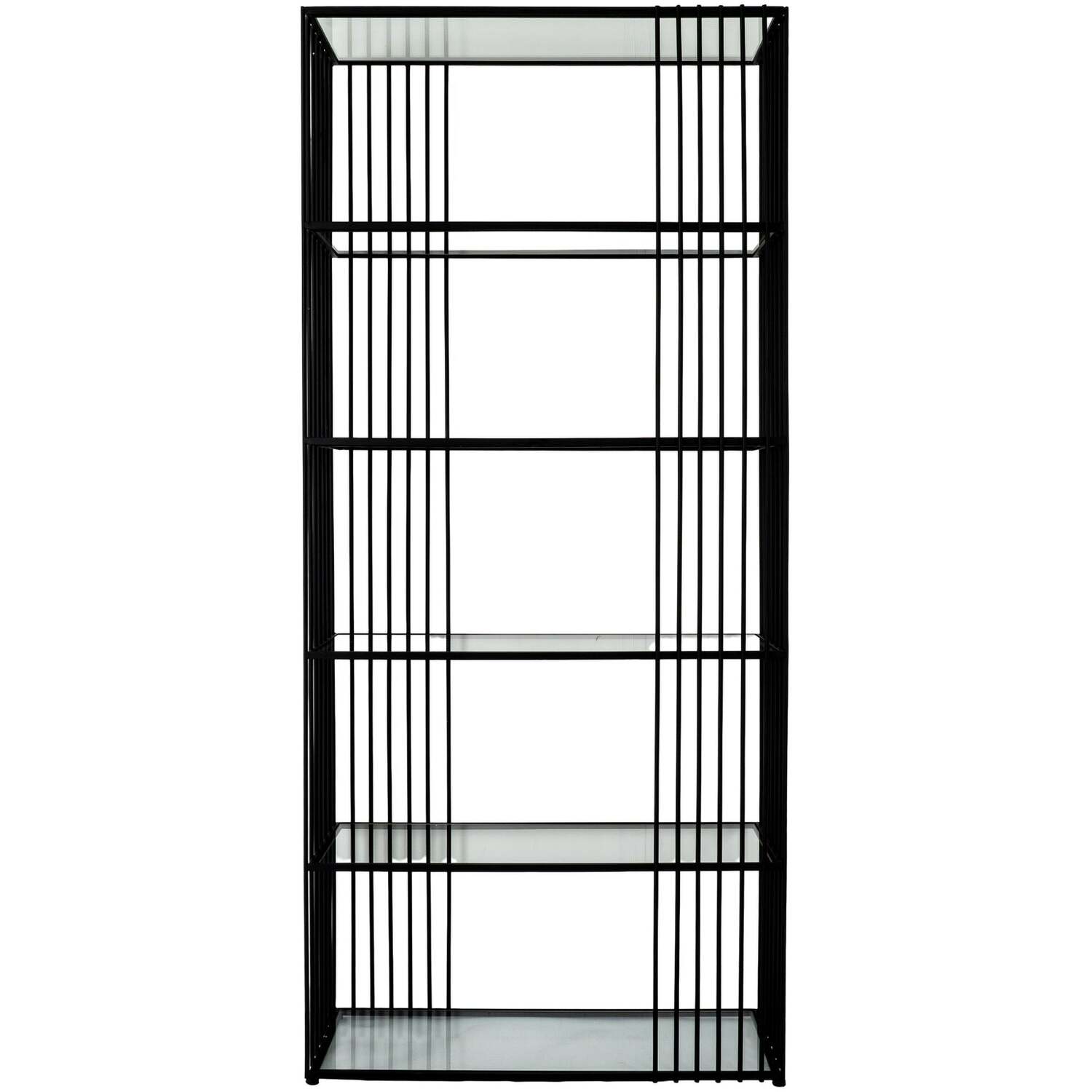 Wyld Haus Memphis Tall Black Metal Shelving Unit with Glass Shelves - Black