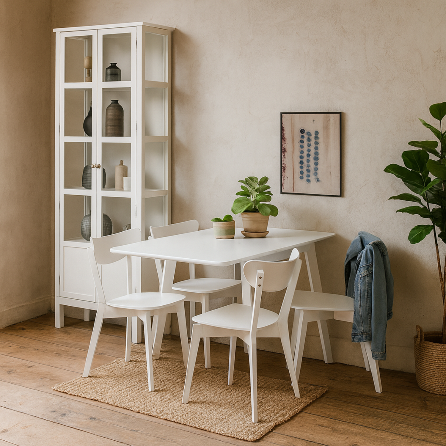 Krakow Extendable White Dining Table with 4 Chairs - White