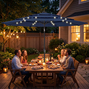 Outsunny 2.8 m Garden Parasol Umbrella with Light and Cover