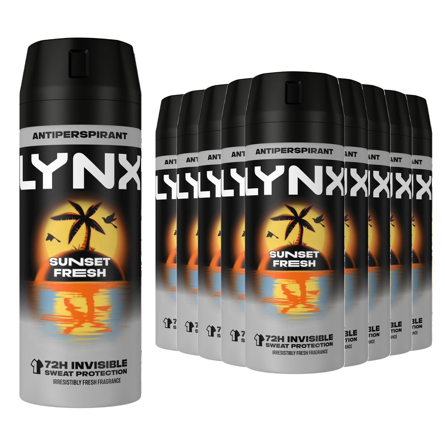 Lynx Sunset Fresh Antiperspirant Aerosol Deodorant Spray 72H Protection, 150Ml, 36 Pack - 21Cm / 17Cm / 28Cm / 12