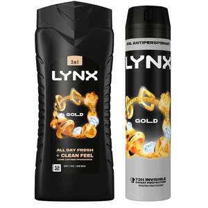 Lynx 12H Refreshing Gold Shower Gel 500ml with 72H Fresh Antiperspirant 250ml