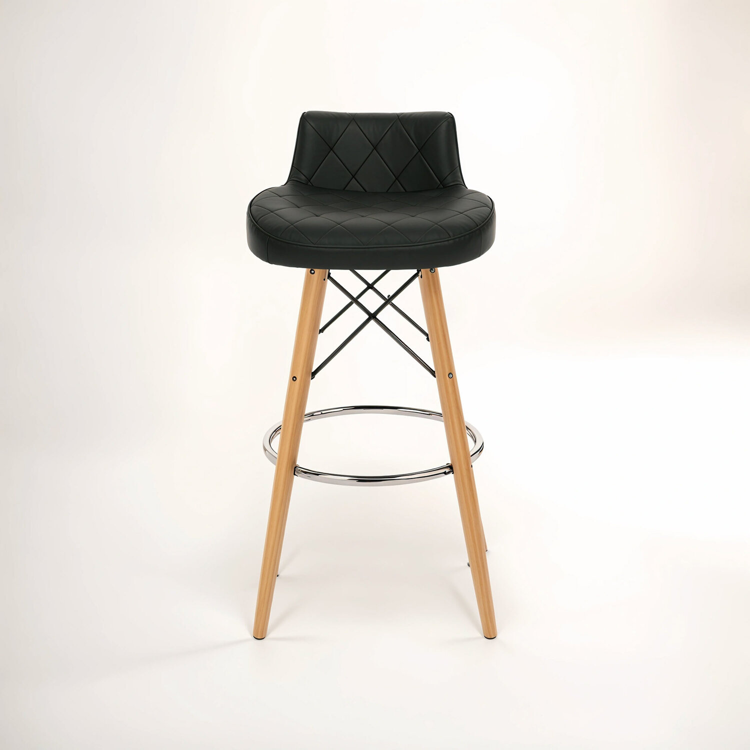 Stockholm Black Leather Effect Seat Bar Stool - Black
