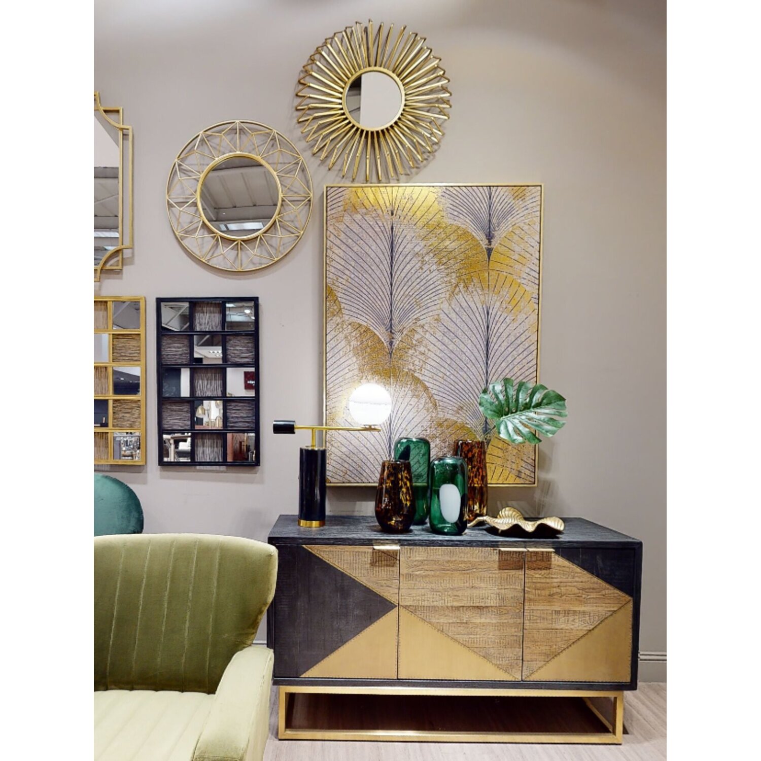 Alchemist Small Square Gold Finish Wall Mirror - Gold