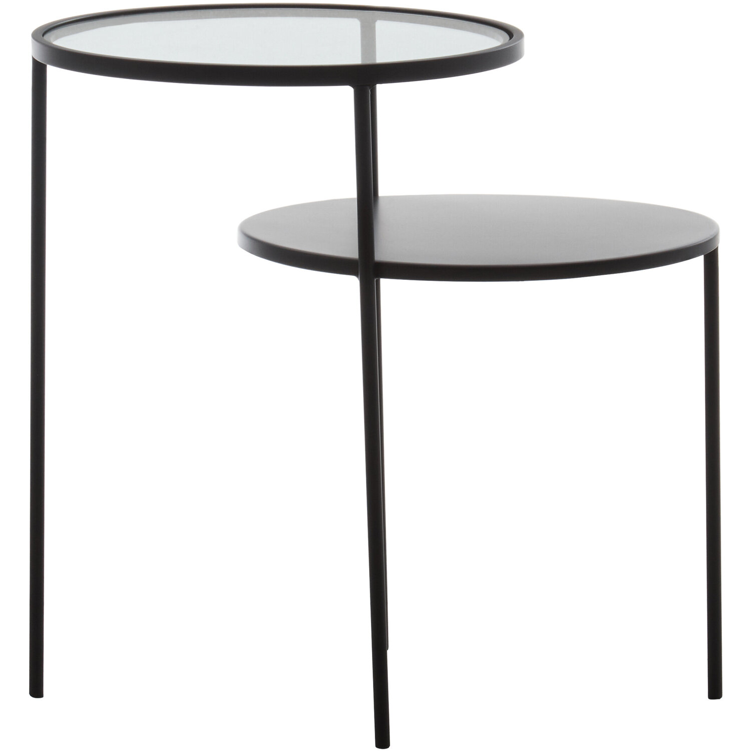 Trento Black Metal and Glass 2 Tier Side Table - Black