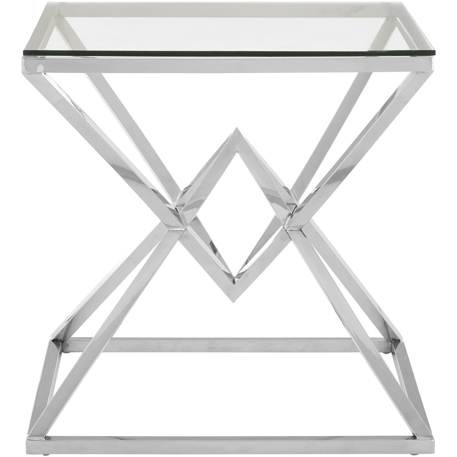 Allure Square Silver Finish End Table - Silver