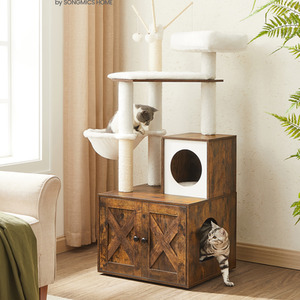 2-in-1 Cat Tree with Litter Box Enclosure