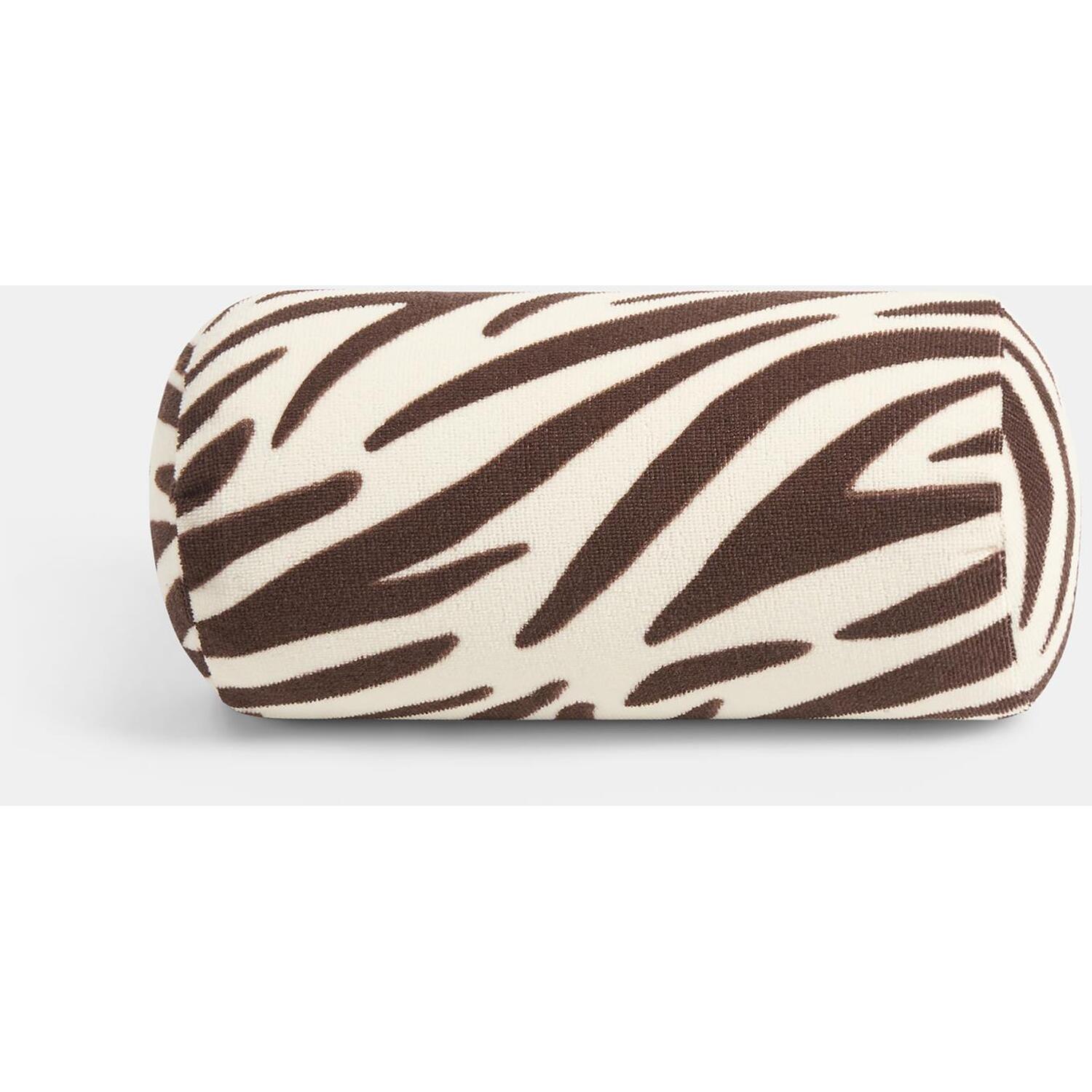 OHS Zebra Print Inflatable Beach Bolster Pillow - Brown/Cream