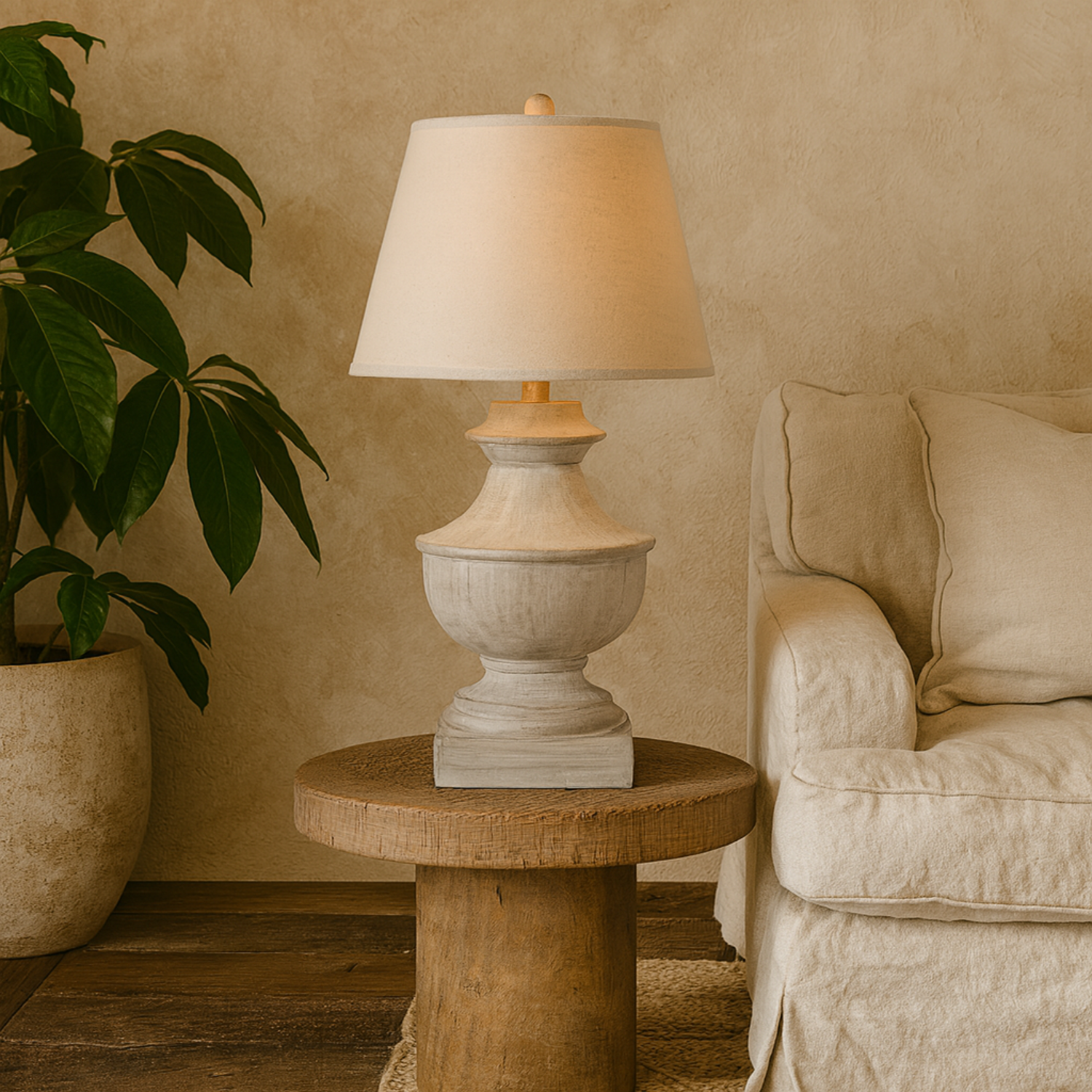 Image of Rochefort Washed Wide Table Lamp with&hellip;
