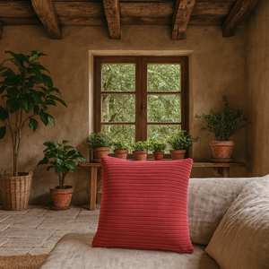 Verezzi Ribbed Red Cushion Covers Set of 2