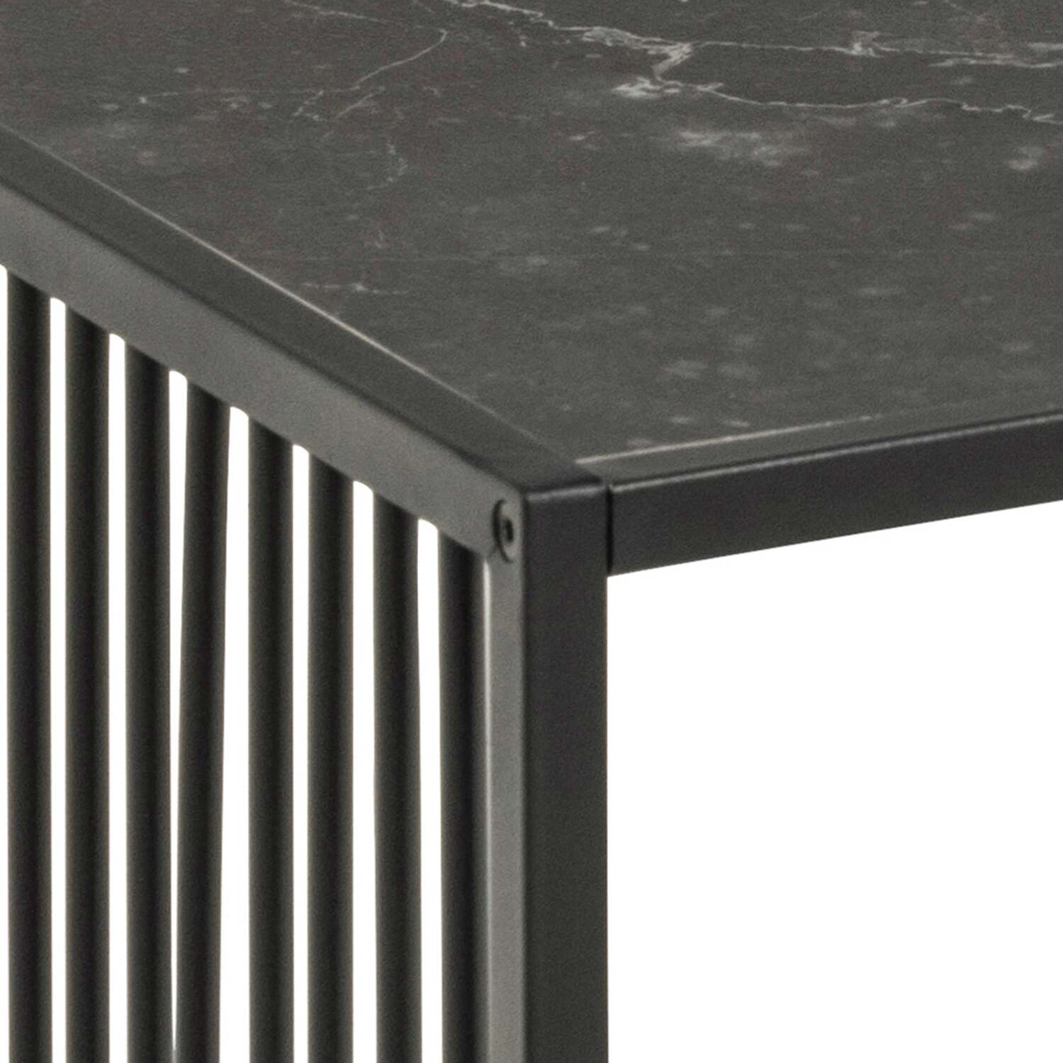 Porto Rectangular Coffee Table Stone Effect And Glass Top Matt - Black