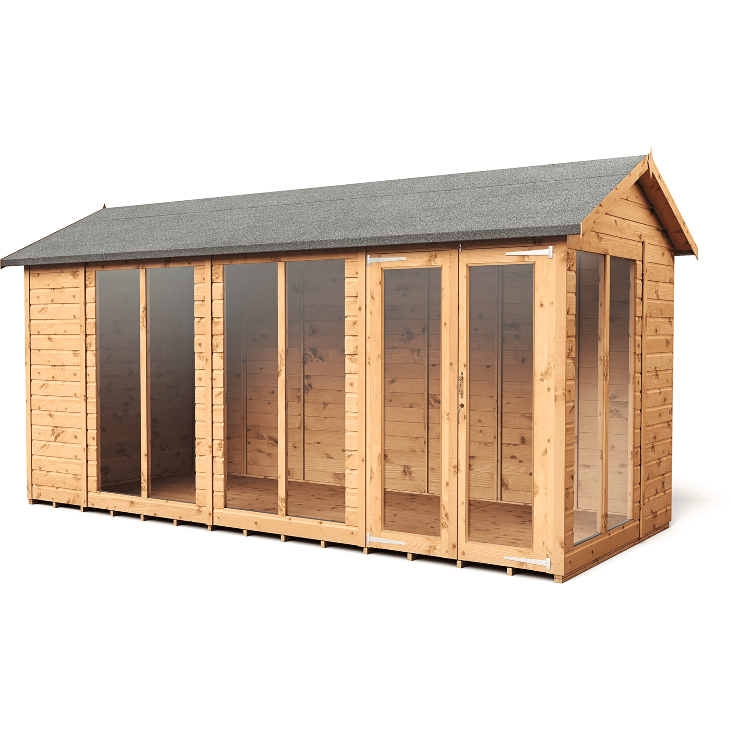 Empire 6x14 Apex Summerhouse with a Double Door - Brown
