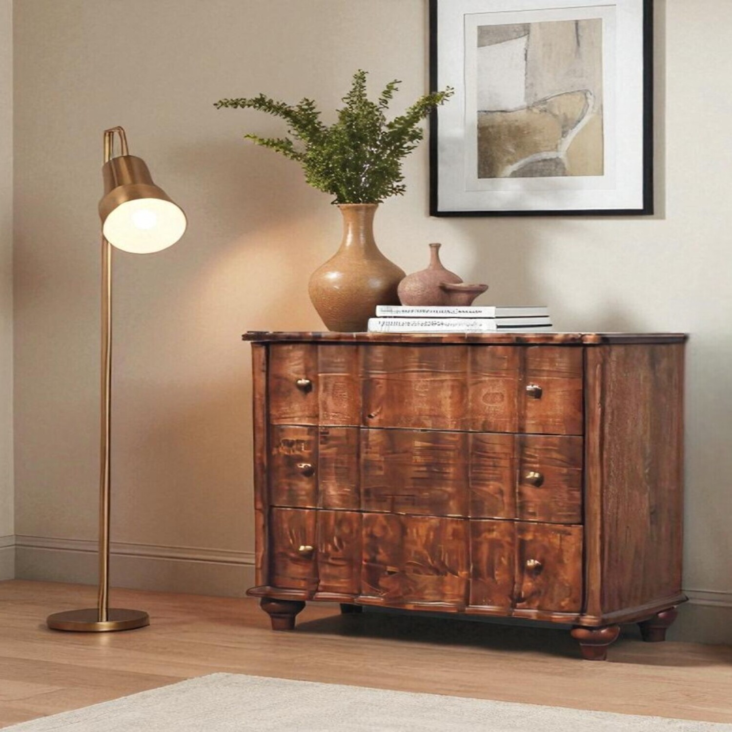 Solid Wood Lume Roasted Panel Chest - Brown