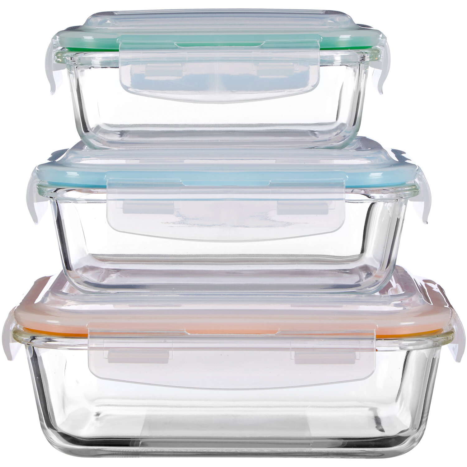 Freska Set Of 3 Rectangular Glass Containers - Transparent