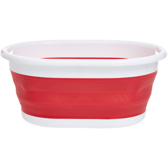 Umbria Collapsible Red and White Laundry Basket