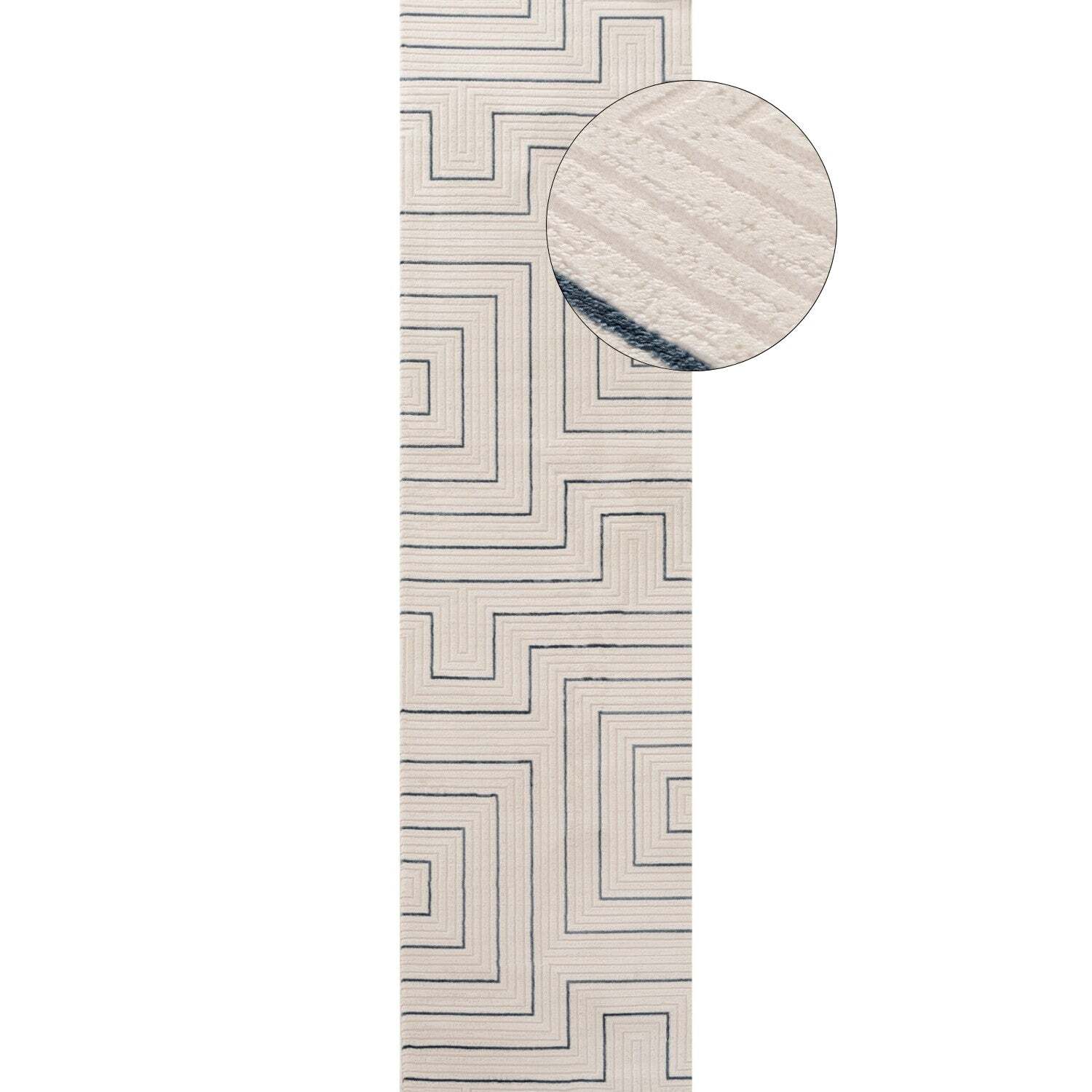 THE RUGS Carmel Modern Area Rug - Stain-Resistant, Non-Shedding, Durable Rugs for Bedroom and Hallway [ Geometric Blue, 80x300 cm ] - Image 3