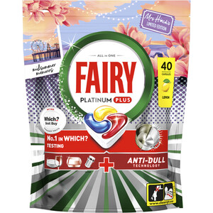 Pack of 40 Fairy Mrs Hinch Platinum Plus Auto Dishwashing Tablets