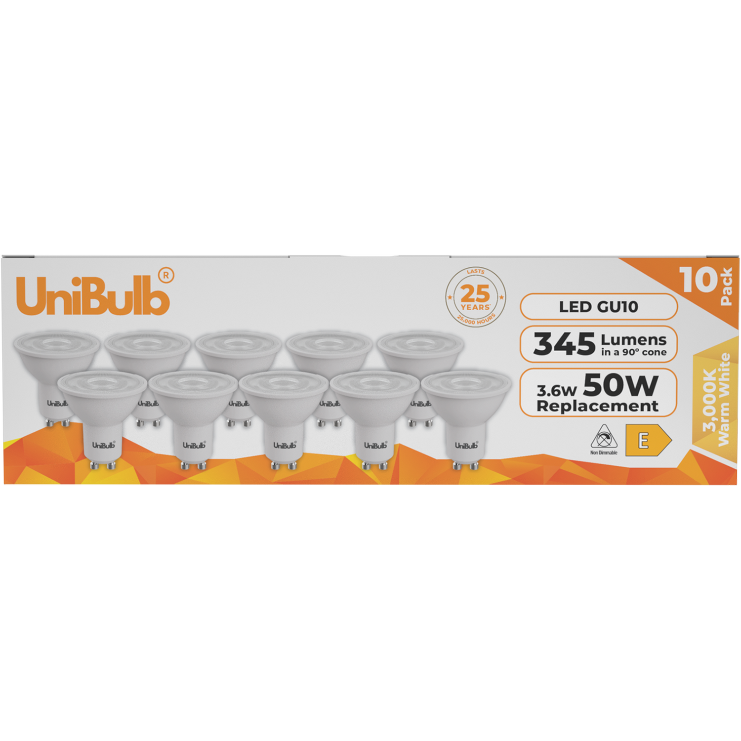 Unibulb Led Gu10 345lm 3000k Light Bulb - Warm White 10