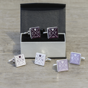 Personalised I Do - Initials and Date Cufflinks - Silver Finish