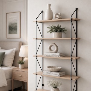 Black 5 Tier Metal Wire Floating Shelf shot 14197519