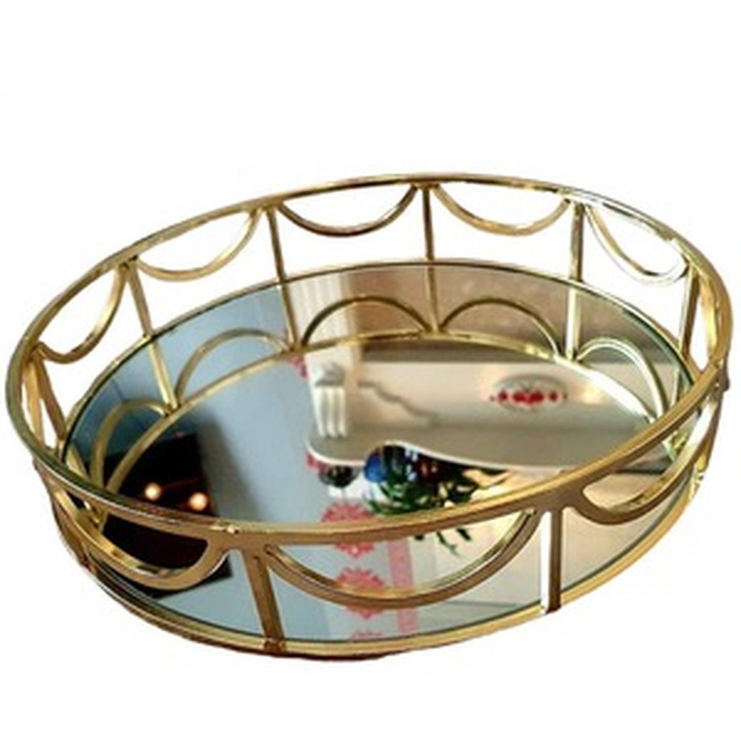 Gold Metal Mirror Tray  - GOLD