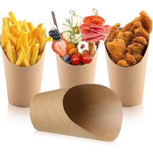 12oz Kraft Fries Holder Disposable Chip Cone Charcuterie