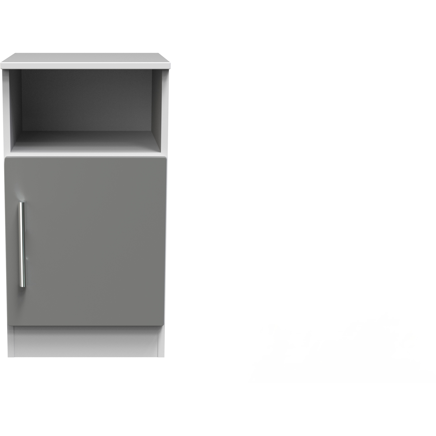 Contrast Ready Assembled 1 Door Bedside Cabinet - Dusk Grey & White