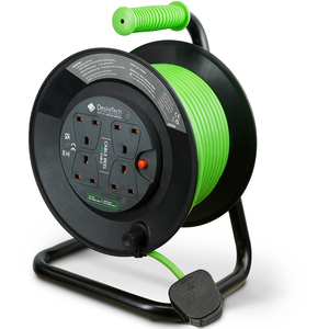 Desiretech 4 Socket Extension Lead - Heavy Duty 4-Way Cable Reel (50 Metre)
