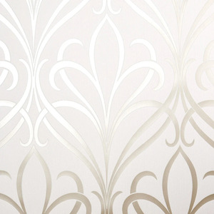 Camden Damask Wallpaper in Neutral and Gold