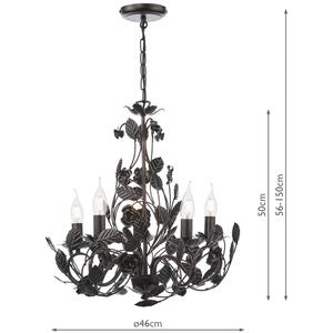 Priscilla 5 Light Pendant Matt Black and Brushed Bronze Fitting Only