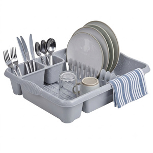 1 x Silver Large Dish Drainer Counter Rack With Integral Handles