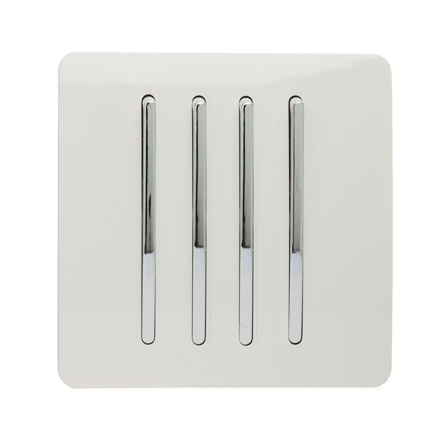 Trendi 4 Gang 2 Way Artistic Modern Glossy 10 Amp Rocker Tactile Light Switch White Art-Ss8wh 7091049352499 - Image 5
