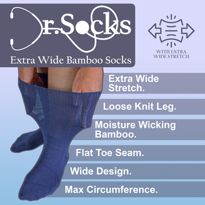 1 Pack Extra Wide Bamboo Oedema Socks