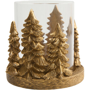 Gold Tree Hurricane Candle Holder