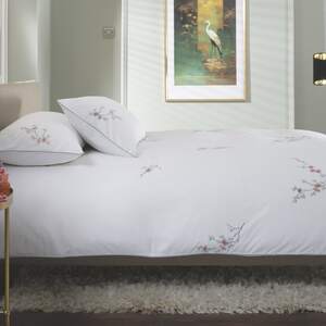 Cherry Blossom Cotton Duvet Set with Elegant Floral Trim
