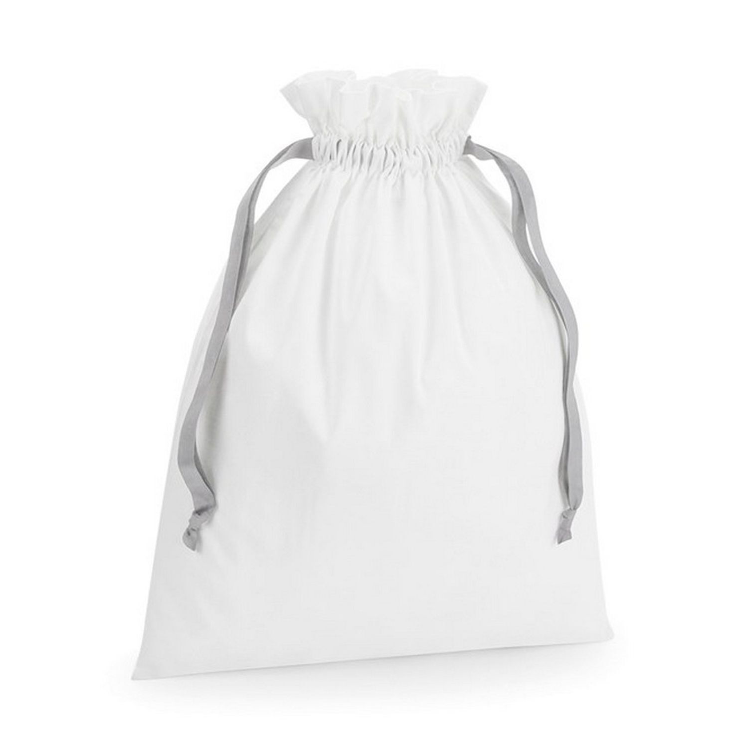 Westford Mill Ribbon Cotton Drawstring Gift Bag - Soft White/Light Grey / 1