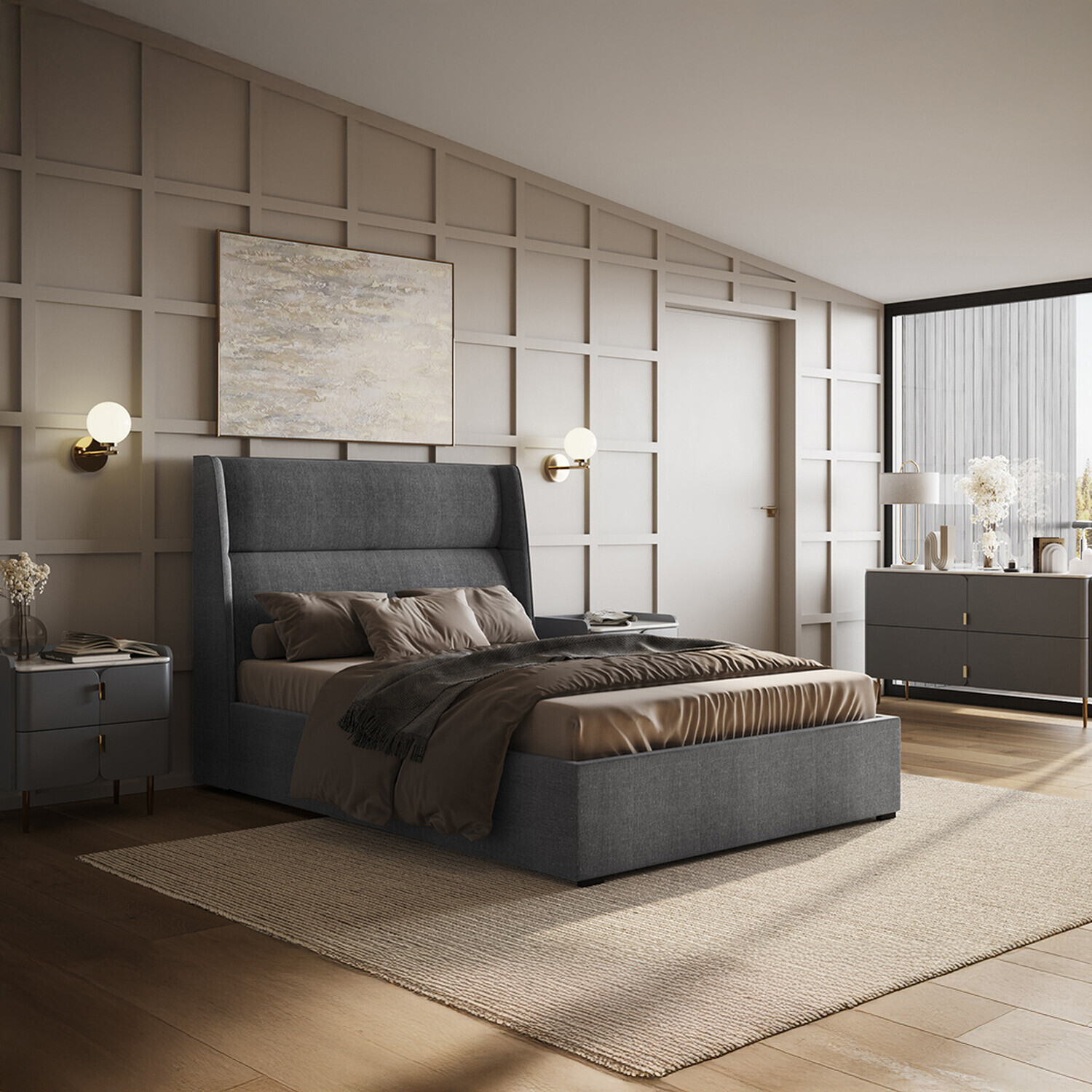 Flair Rumba Ottoman Bed Grey Kingsize - Grey