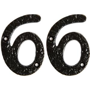 Rustic Iron Numeral - Number 6 - H75mm - Black - Pack of 2