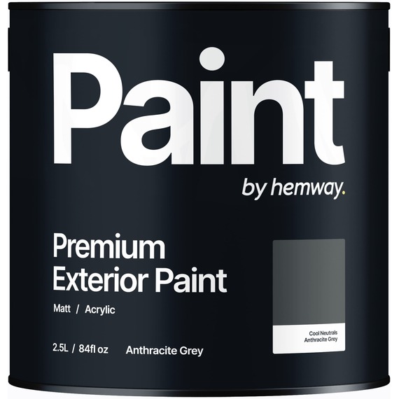 Hemway Anthracite Grey Exterior Matt Acrylic Paint 2.5L