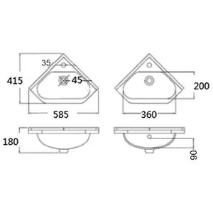 Traditional Corner Vanity Unit with Basin - Double Doors