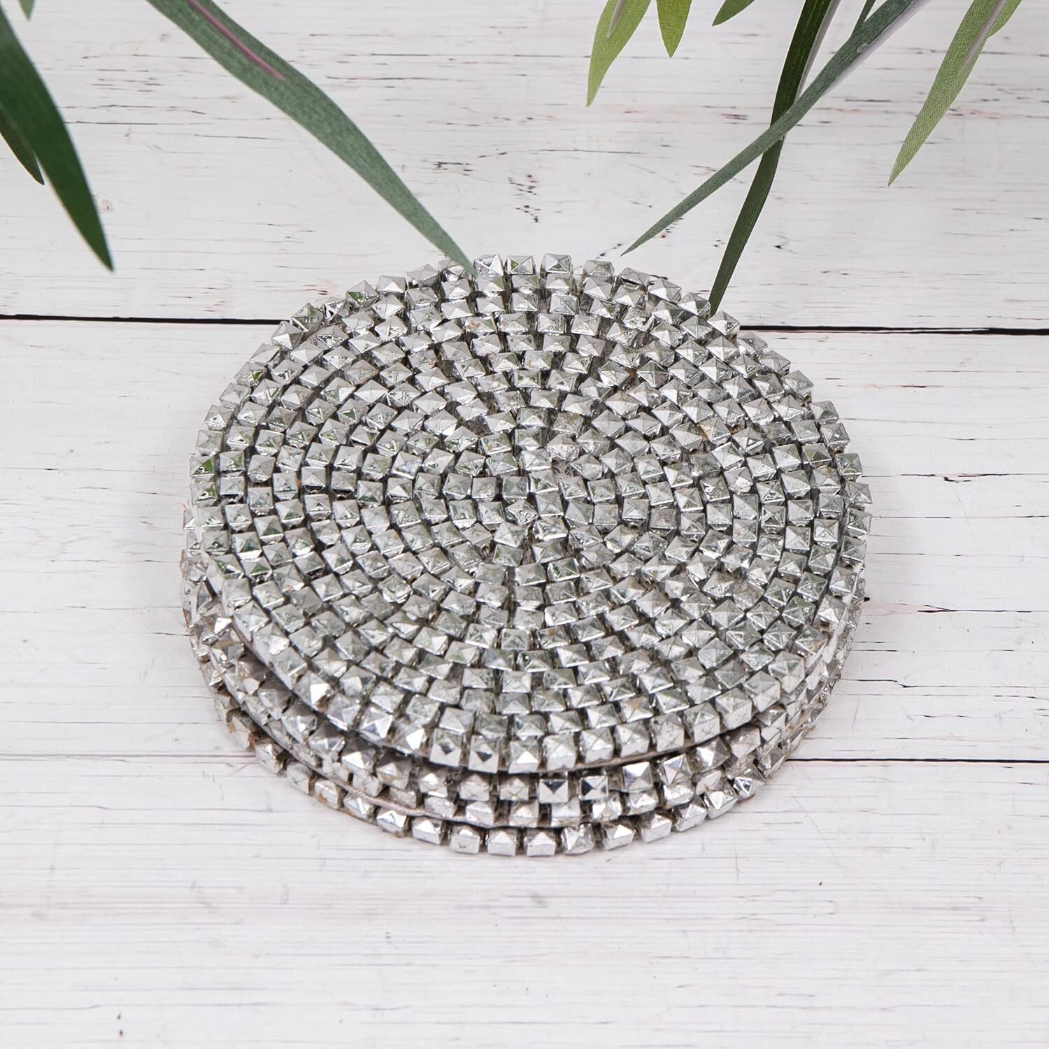 Image of Set of 4 Silver Metallic Glass&hellip;