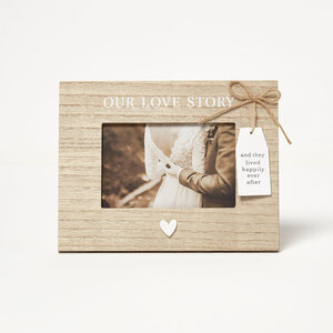 Love Story Wood Grain Photo Frame  4x6