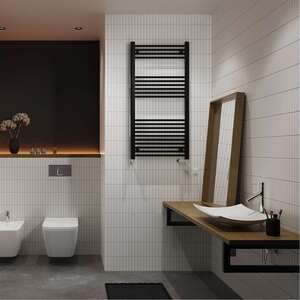 Zennor - Black Dual Fuel Towel Rail Thermostatic - Straight