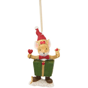 Festive Present Mouse Hanging Decoration