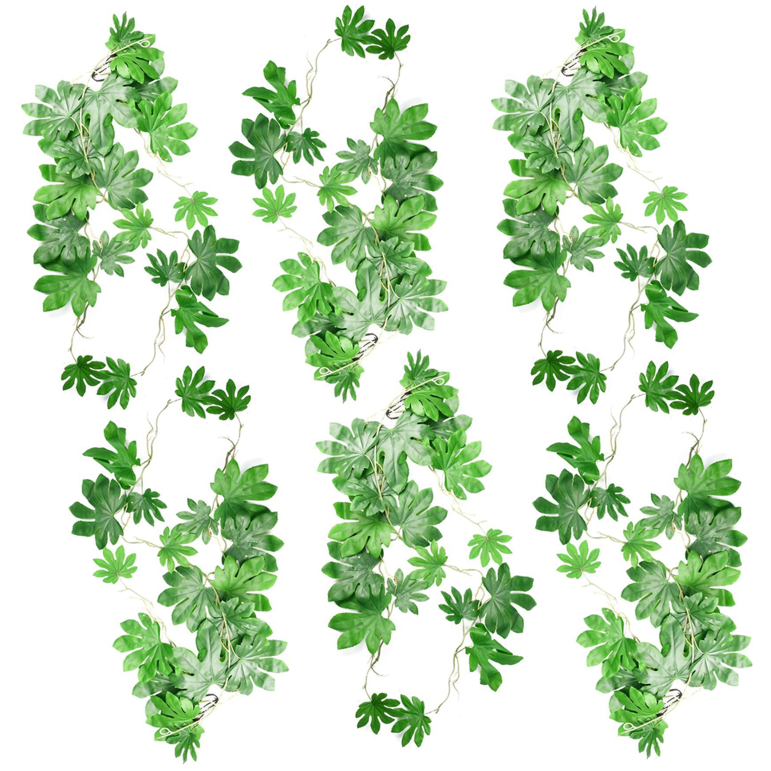 Pack Of 6 Realistic Trailing Aralia Artificial Plants - Green