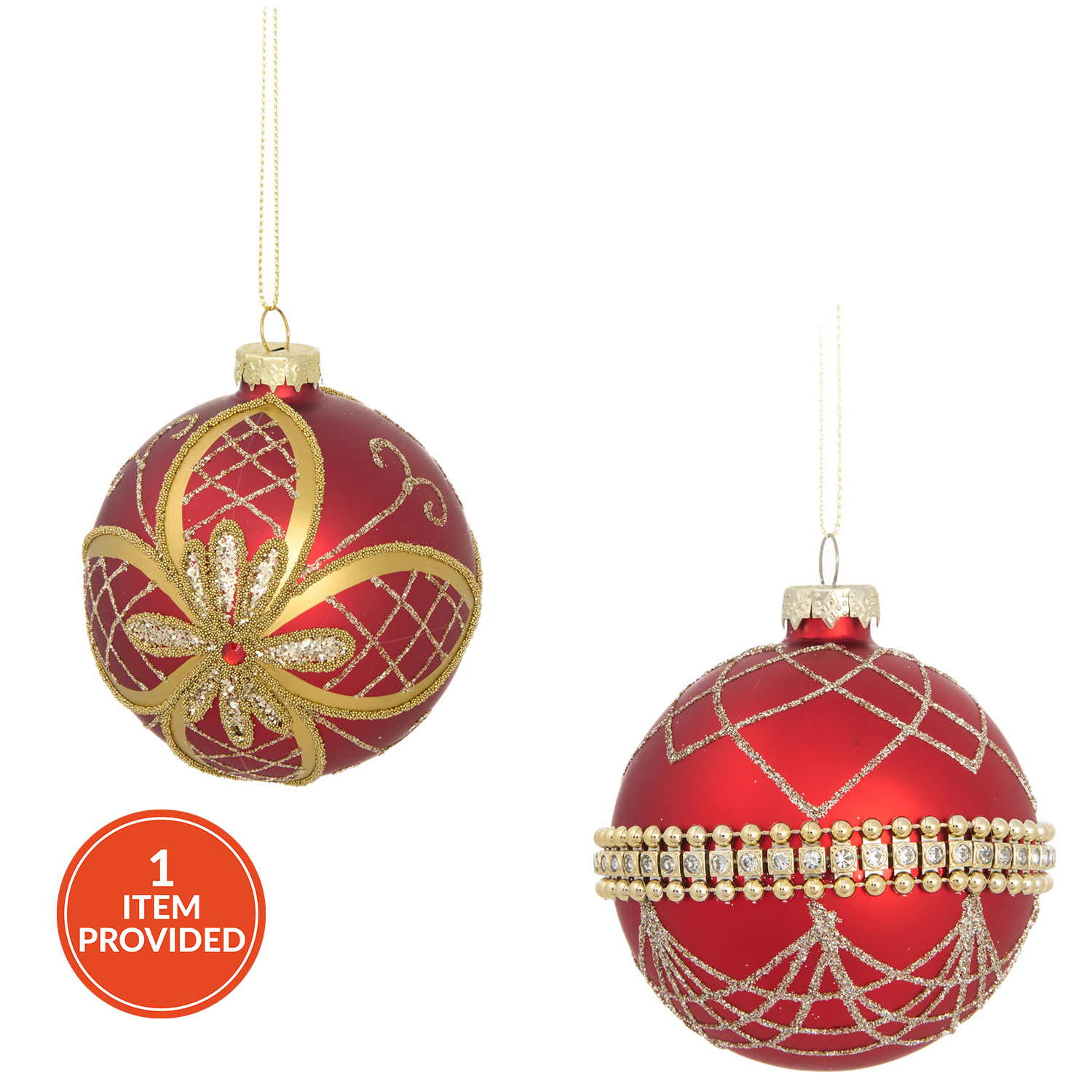 A Timeless Christmas Matte Red Embellished Bauble